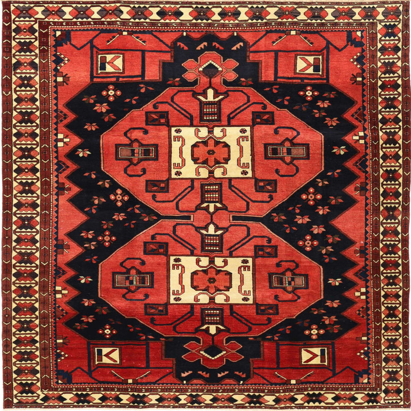 Tapis rouge à motif sud-ouest, Rond 7 pi