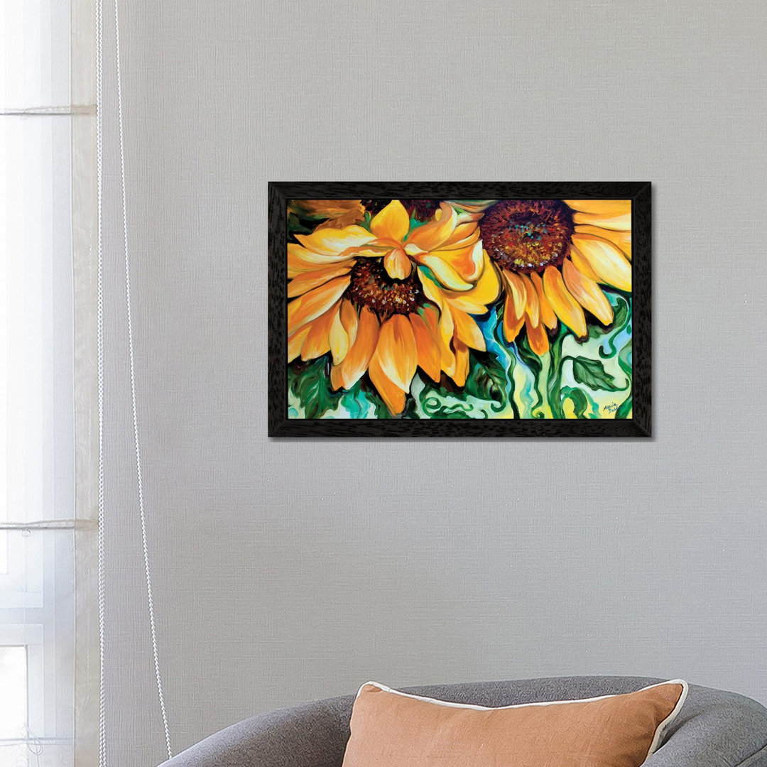 Sunflower Dance by Marcia Baldwin - Floater Frame Painting on Canvas
