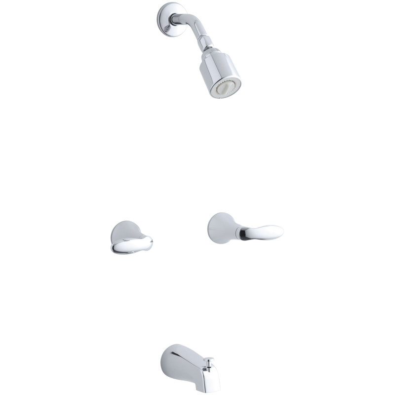Ensemble de robinetterie pour baignoire/douche Coralais avec poignÃ©es Ã  levier et bec Ã  emboÃ®ter, vanne non incluse