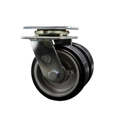 5 Inch Dual Rubber on Aluminum Wheels Swivel Caster with Roller Bearing SCC