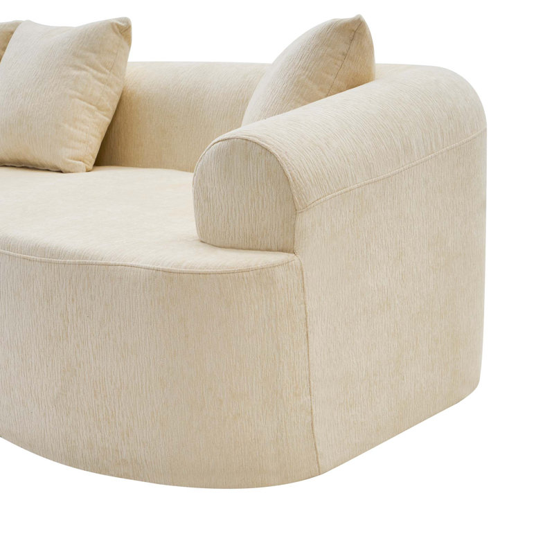 Canapé-lit à compression courbé modulaire en chenille, Chenille - blanc