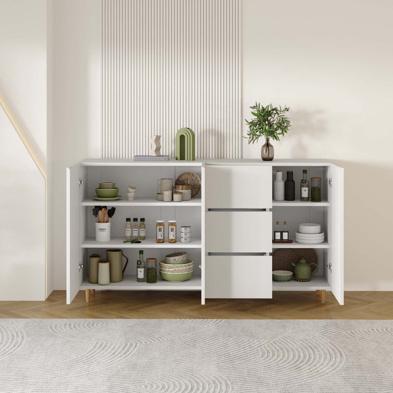 Versatile Side Cabinet With Ample Storage, White