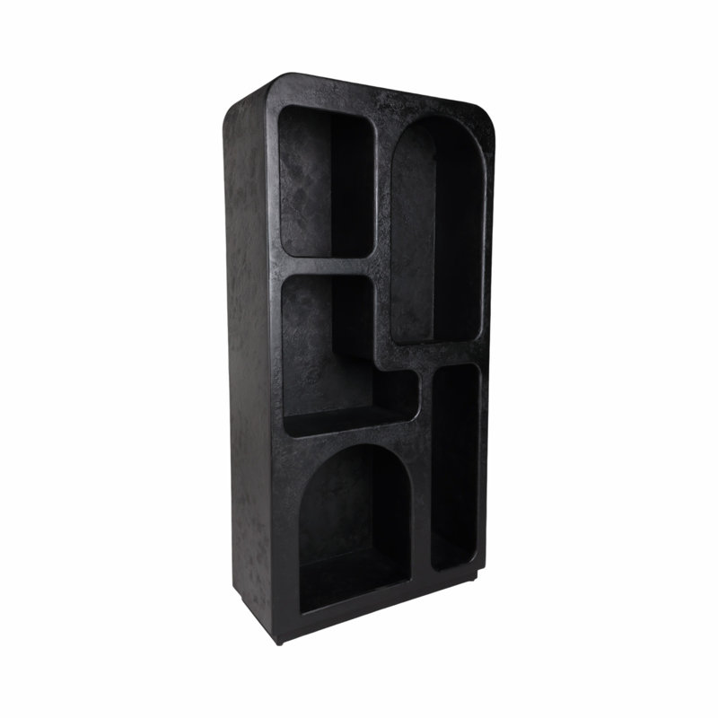 Open Cutout Textured Wood Bookshelf