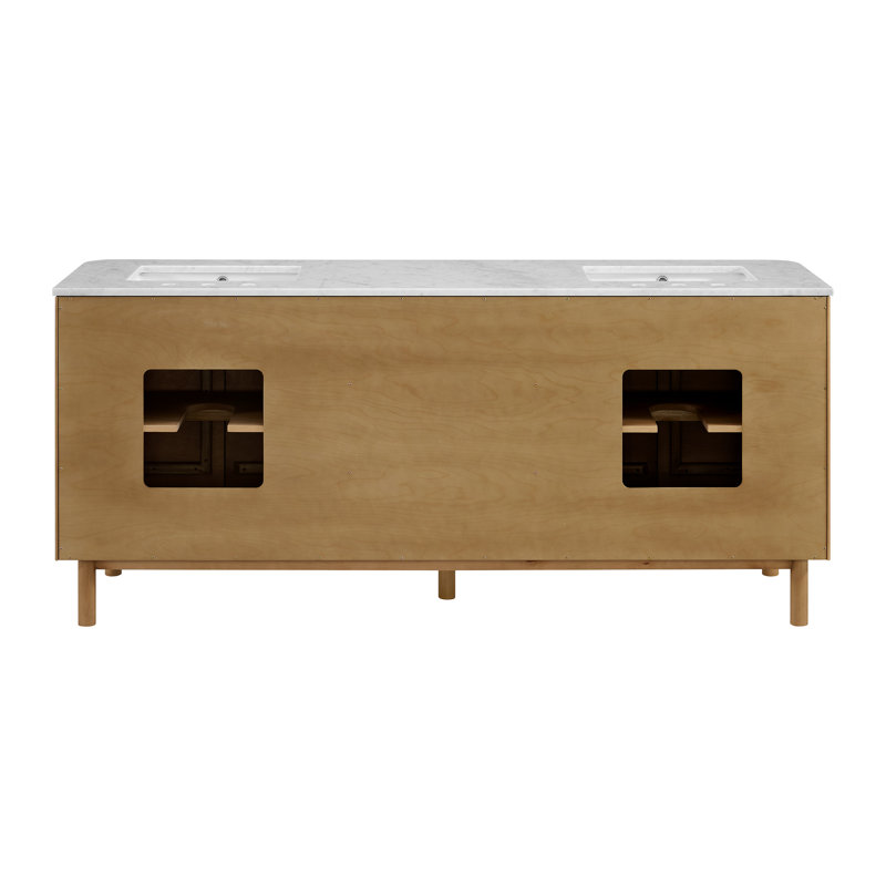 Kensington Double Bathroom Vanity Reeded Birch, 78"