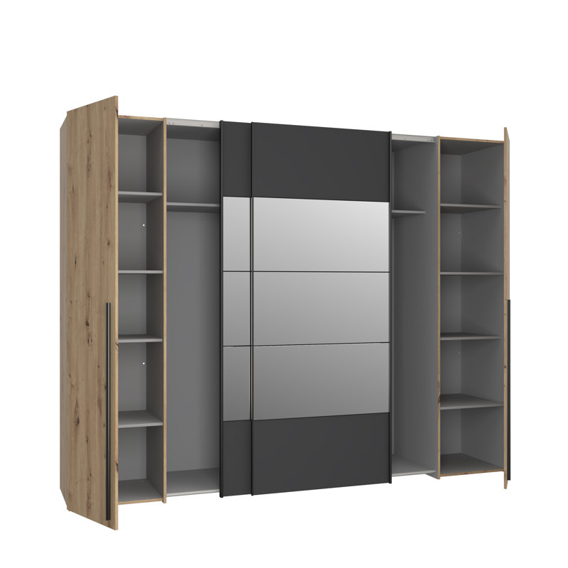 Koran No Wardrobe, 210.5cm H x 270.3cm W x 61.2cm D, Artisan Oak/Black