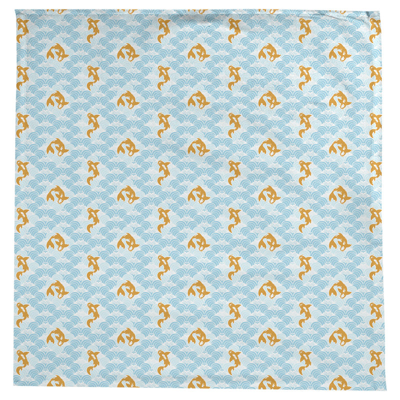Leffel Koi Fish Waves Pattern Tablecloth, Teal