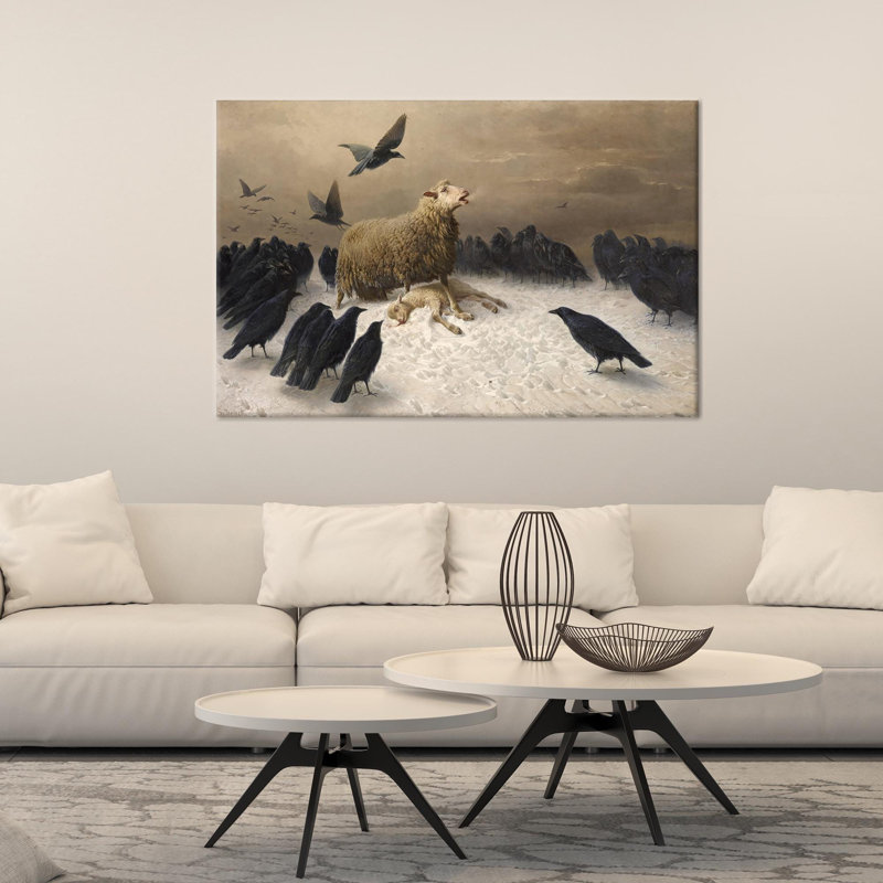 Anguish Themed Cotton Canvas Art Print Featuring August Friedrich's Artwork Ideal for Home Decor Enhancement, 43" H  x 79" W