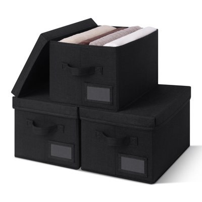 Fabic Storage Boxs with Lids & Handles, Label Hoder, Foldable Storage Bins for Closet Organizers