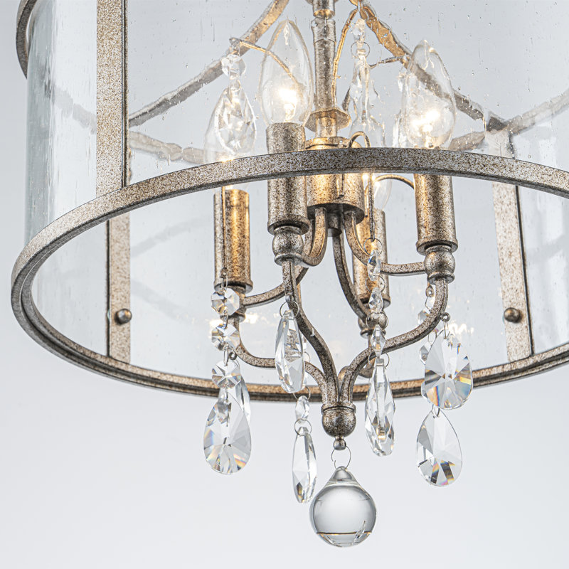 Luminaire suspendu cylindrique en cristal 4 lumières