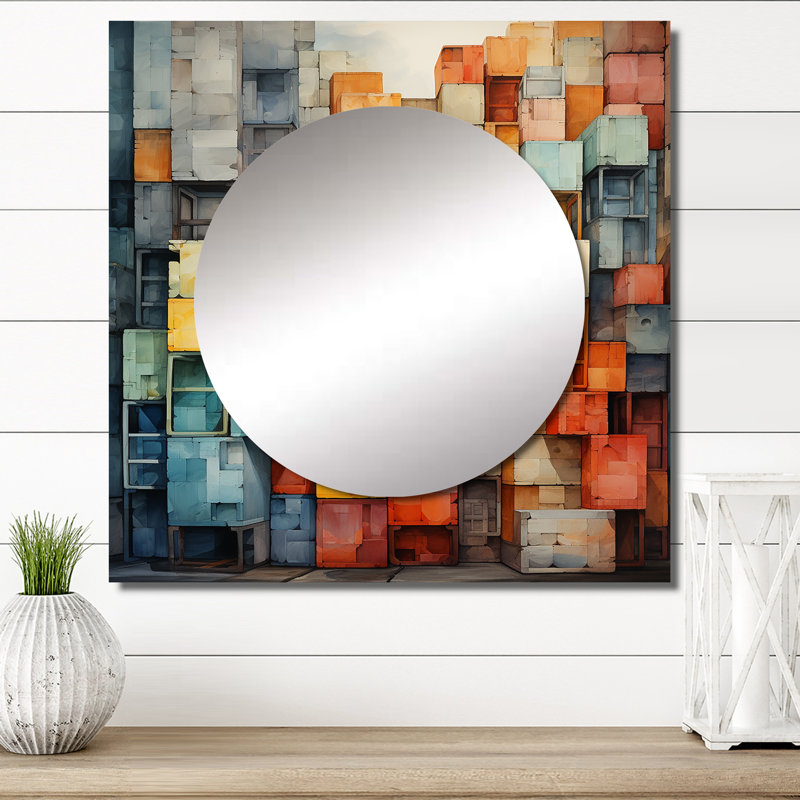 Art mural miroir carré pour la salle de bain, 29 po x 29 po