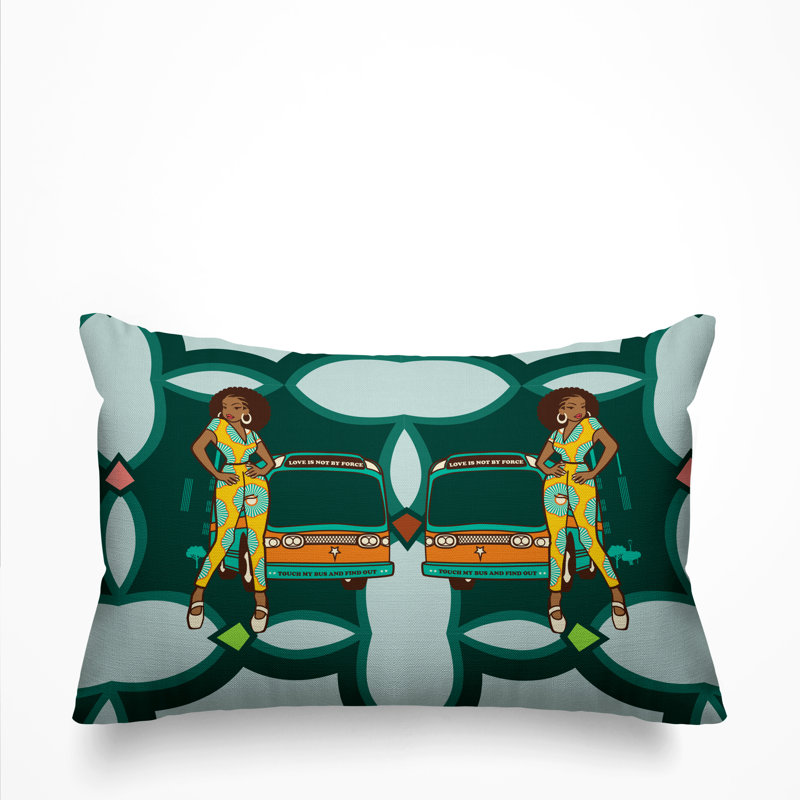 Back Girl Magic Outdoor Reversible Throw Pillow, Emerald
