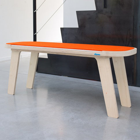 Maxman Upholstered Bench, Orange / White / Grey