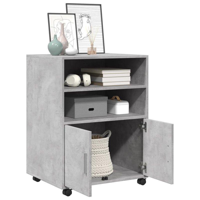 Rolling Cabinet Engineered Wood, Concrete Grey