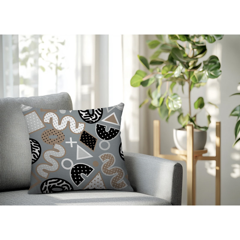 Oreiller carré réversible intérieur / extérieur Zyra, Carré 16 po, Gris