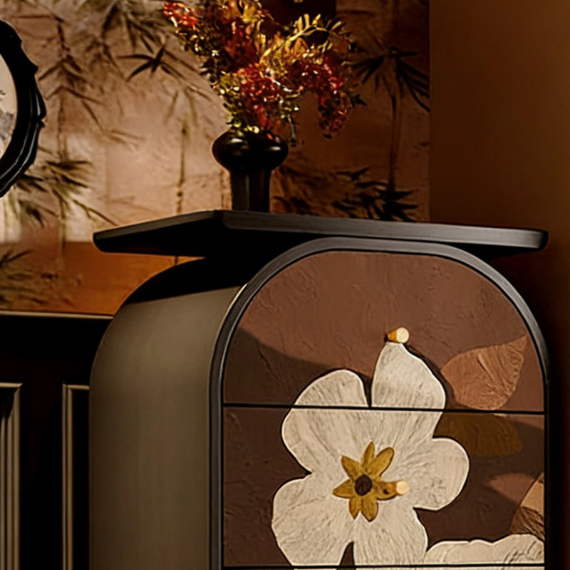 Armoire de rangement 4 tiroirs Abstract Art, Noir