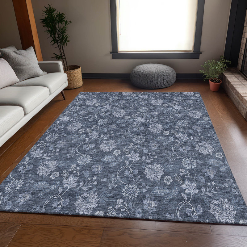 Premium Machine Washable Prisco Blue Rug, Rectangle 10' x 14'