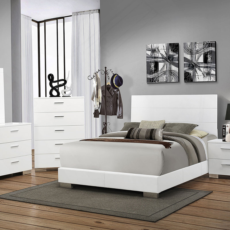 Commode 6 tiroirs blanche ultrabrillante