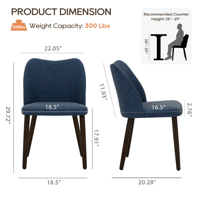 Petites chaises de salle à manger rembourrées en bois massif - Courbe ergonomique et rembourrage moelleux pour espaces multiples