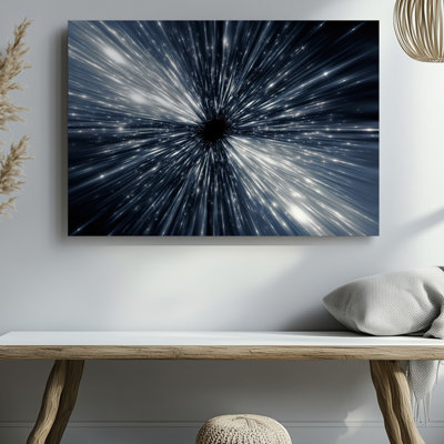 Canvas A Mesmerizing Cosmic Scene Depicting A Swirling Vortex Of Light Wall Art And Energy Radiating From A Central Black Hole Canvas Wall Art