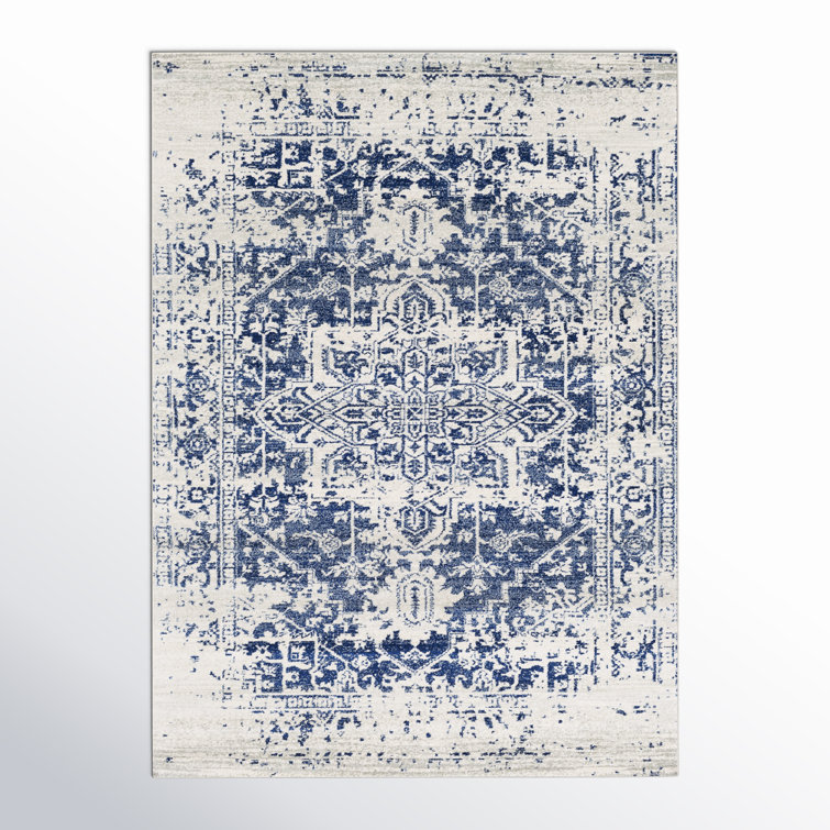 Tapis oriental bleu marine pur / gris clair Hillsby