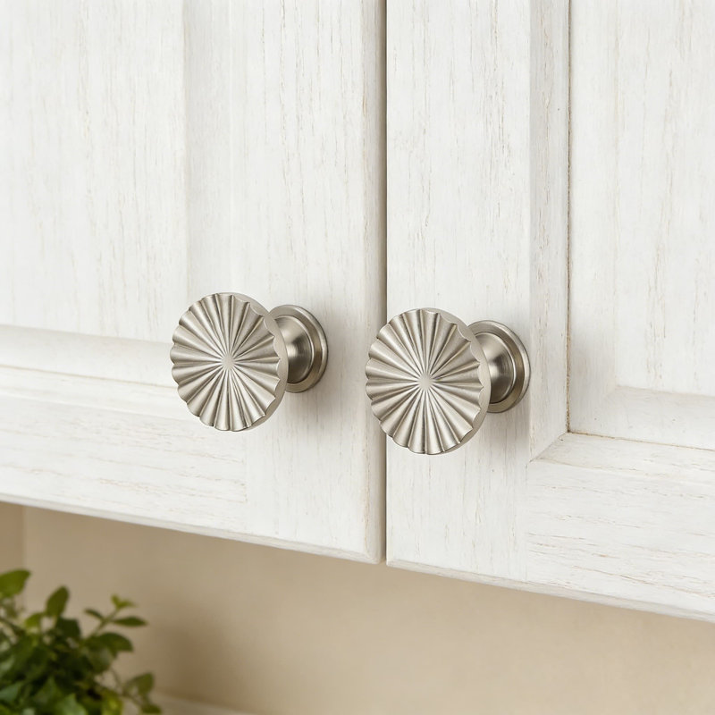 Boutons d'armoire rétro Sunburst, poignées de tiroir en nickel brossé, quincaillerie en alliage de zinc pour commode, garde-robe, armoire et meubles