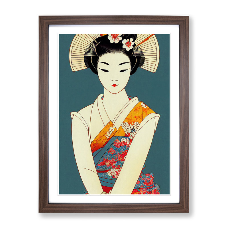 Virtuous Geisha 1 Piece Single Picture Frame Wall Art, 64cm H x 46cm W x 2cm D, Walnut Framed