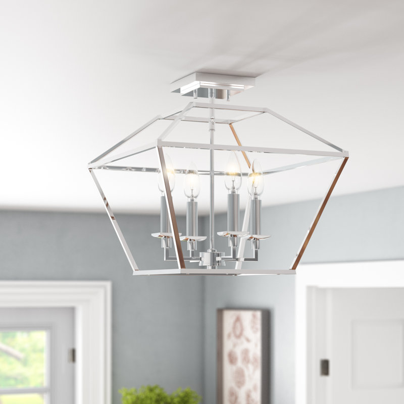 Addyson Semi Flush Mount, Polished Nickel