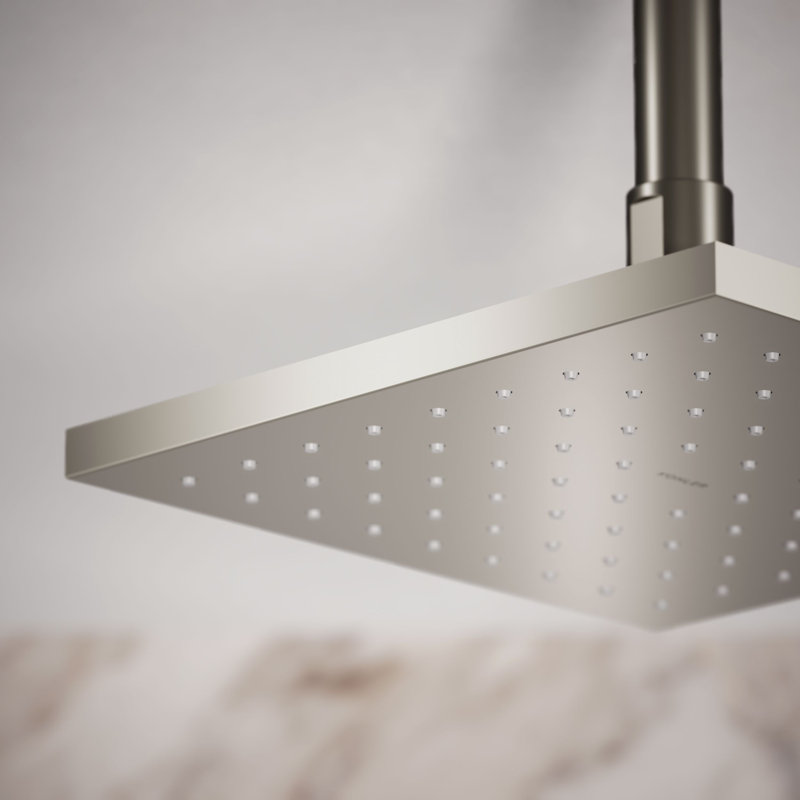 Contemporary Rain Shower Head, Vibrant Polished Nickel, 1.75 GPM, Square
