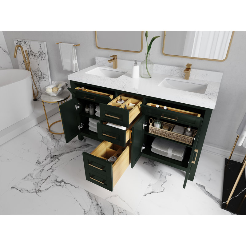 Ensemble de meuble-lavabo double 60 po Cambridge, Calacatta Laza