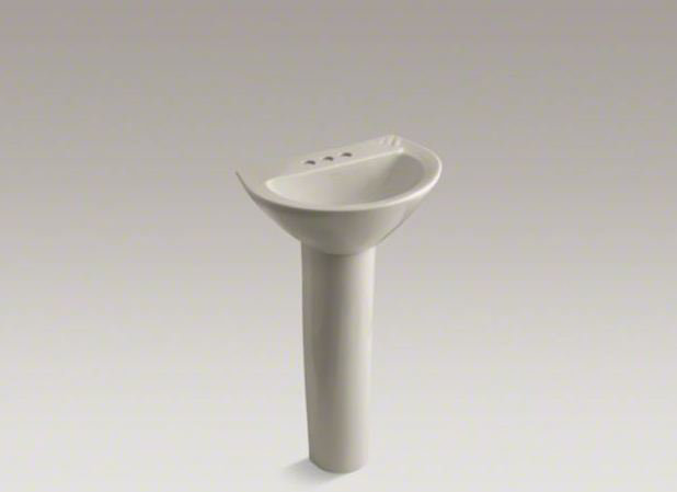 Parigi® Ceramic 20" Pedestal Bathroom Sink, Biscuit, 4" Centers