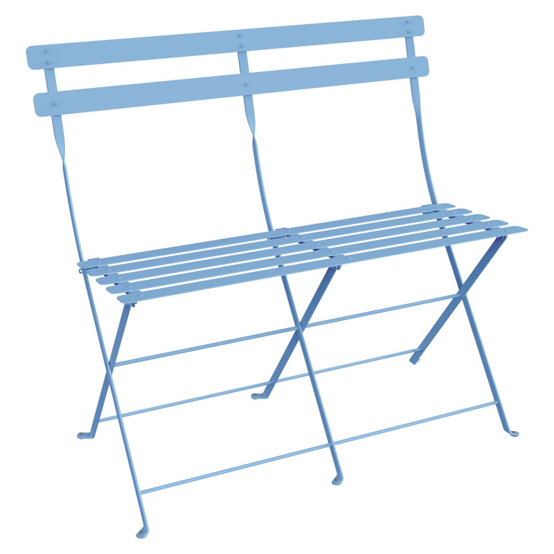 Banc de jardin en acier Bistro, Bleu Maya
