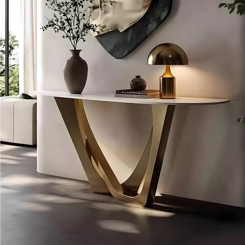 Console en métal fritté de style italien, Doré, H 33,4 po x l 47,2 po x P 15,3 po