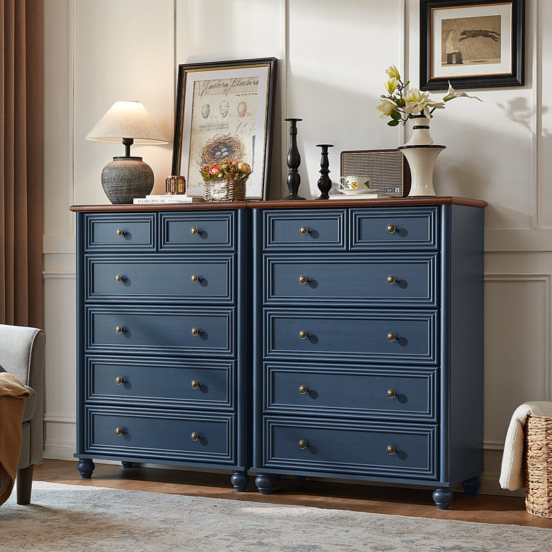 Farmhouse 6 Drawer Dresser, Chest Of Drawers For Bedroom, 43.5" Tall Dresser With Roman Column And Metal Handles, Storage Dressers Organizer For Living Room, Hallway, Closet 