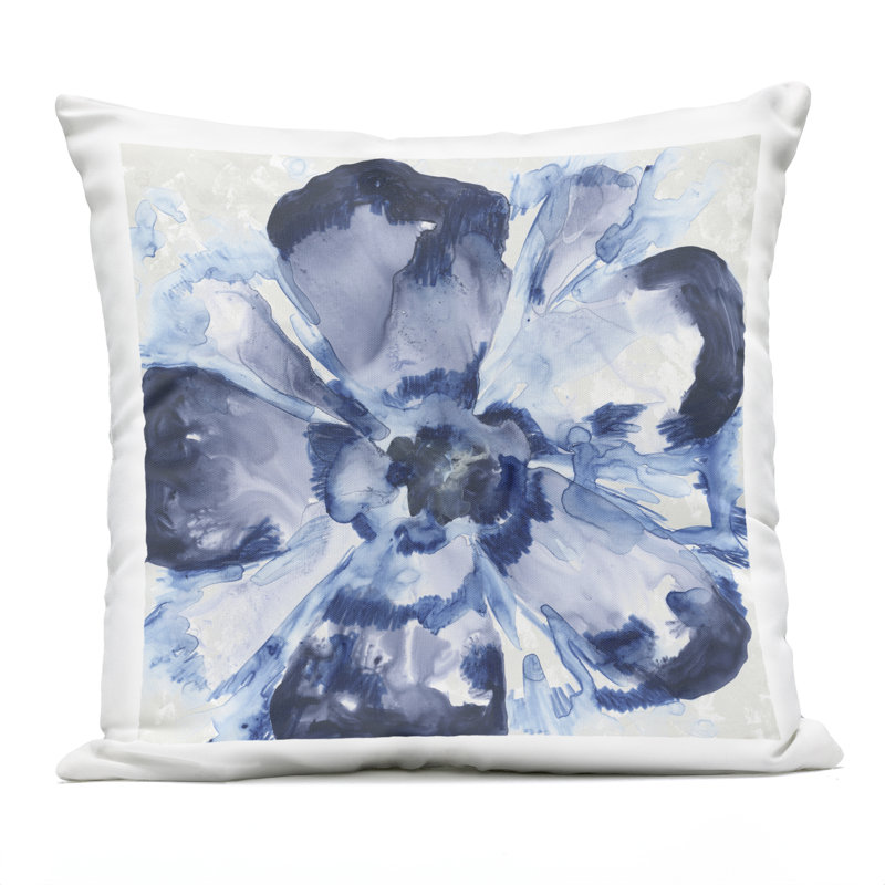 Blue Glass Flower Outdoor Printed Pillow design by June Erica Vess, Flower 2