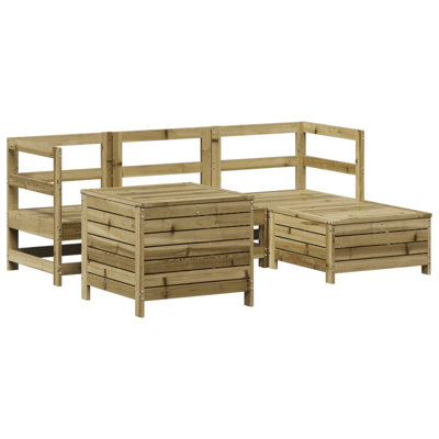5 Piece Garden Sofa Set Solid Wood Douglas Fir