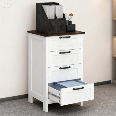 Modern Style File Cabinet With 3 Drawers, Office Storage For A4, Home And Office Use, Rustic Farmhouse Design, Anti-Tipping Safety, Smooth Slides