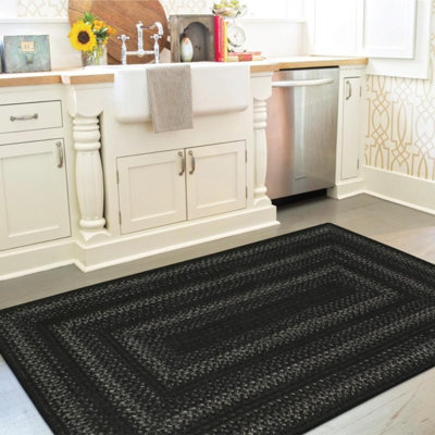 Tapis noir / gris réversible en jute tressé Cristene