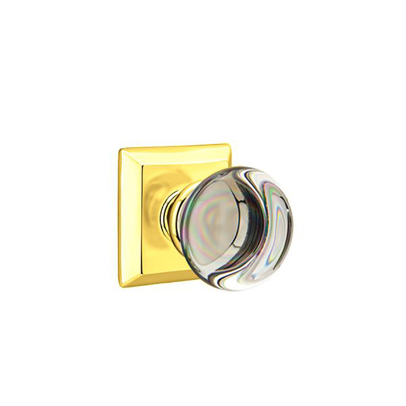 Passage Providence Crystal Knob with Quincy Rose, Bright Brass
