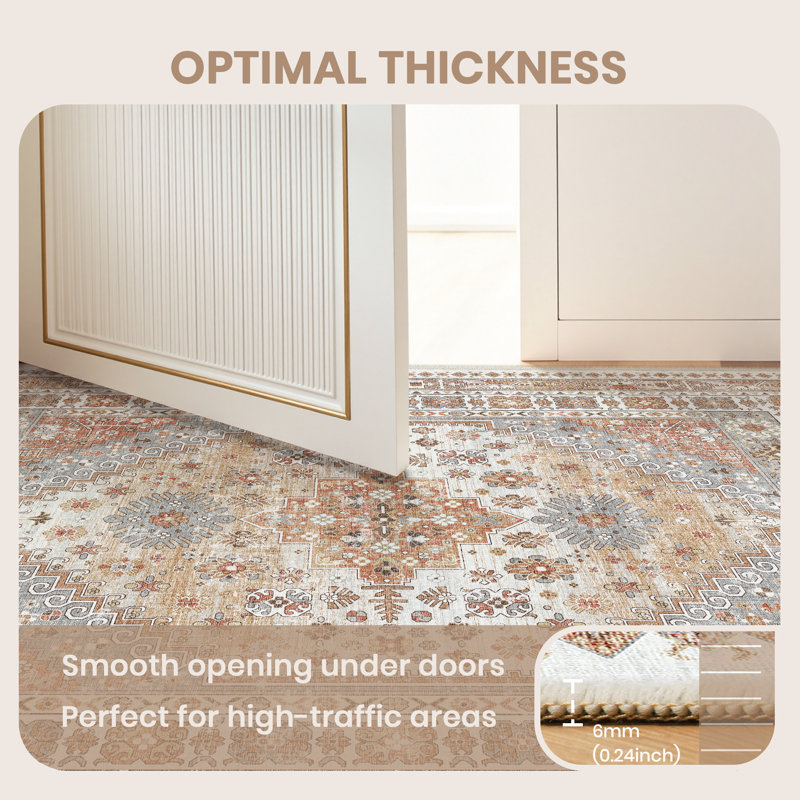 Malaika Machine-Washable Non-Slip Medallion Area Rug, Rectangle 8' x 10', Orange