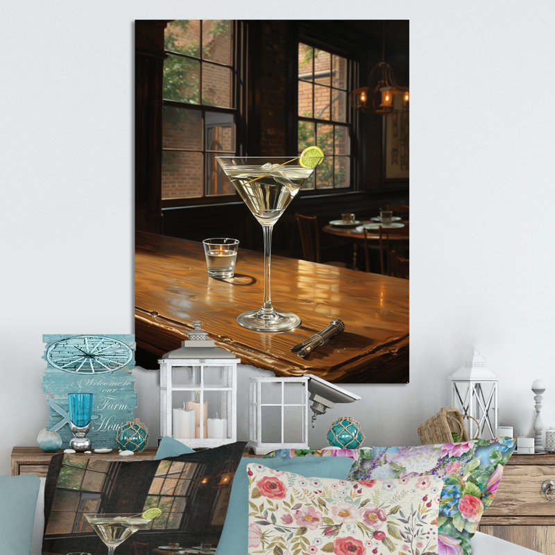 «Crystal Durty Martini With 2 Olives II» - art mural cocktails, H 20 po x l 12 po x P 1 po
