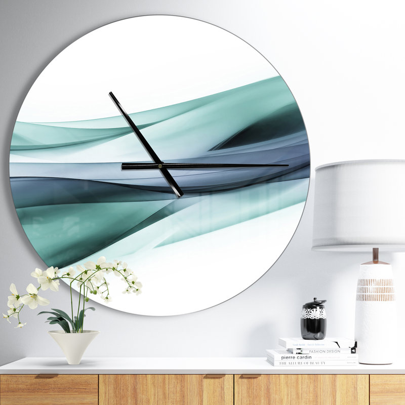 Horloge murale moderne à motif scintillant bleu clair, Moyen, Vert / Gris