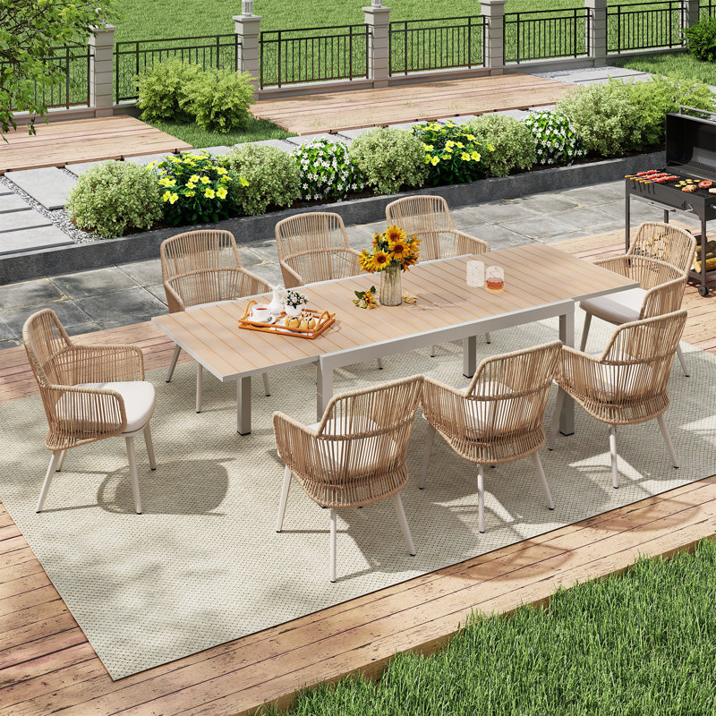 Outdoor Patio 8-person Dining Set, Brown
