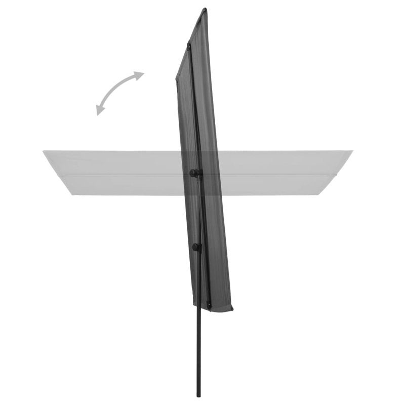 Anthracite Gray Rectangular Outdoor Market Umbrella with Aluminum Pole