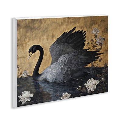 Plaque murale cygne foncé sur un lac, design par Jose Perez