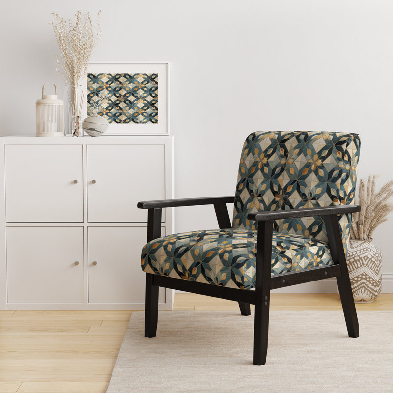 Carrelage antique beige et bleu Marrocan - Fauteuil rembourré moderne, fauteuil d'appoint bleu sarcelle