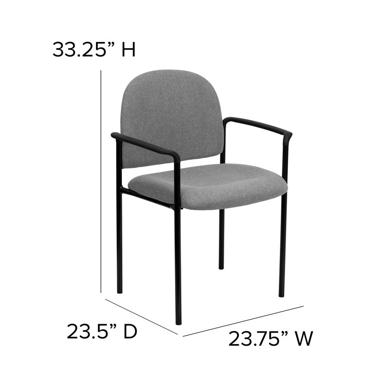 Gray Fabric Stackable Steel Side Reception Chair with Arms