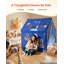 Tente de jeu pour enfants, structure en PVC, avec tapis rembourré, bleu, utilisable à l'intérieur et à l'extérieur, coin lecture/sieste, sac de transport, drapeau, fenêtre aérée et guirlande lumineuse étoilée.