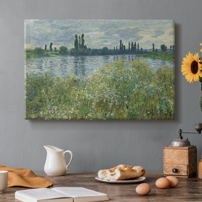 Printemps au bord de la seine - Claude Monet-Toile tendue avec châssis-c. 1878