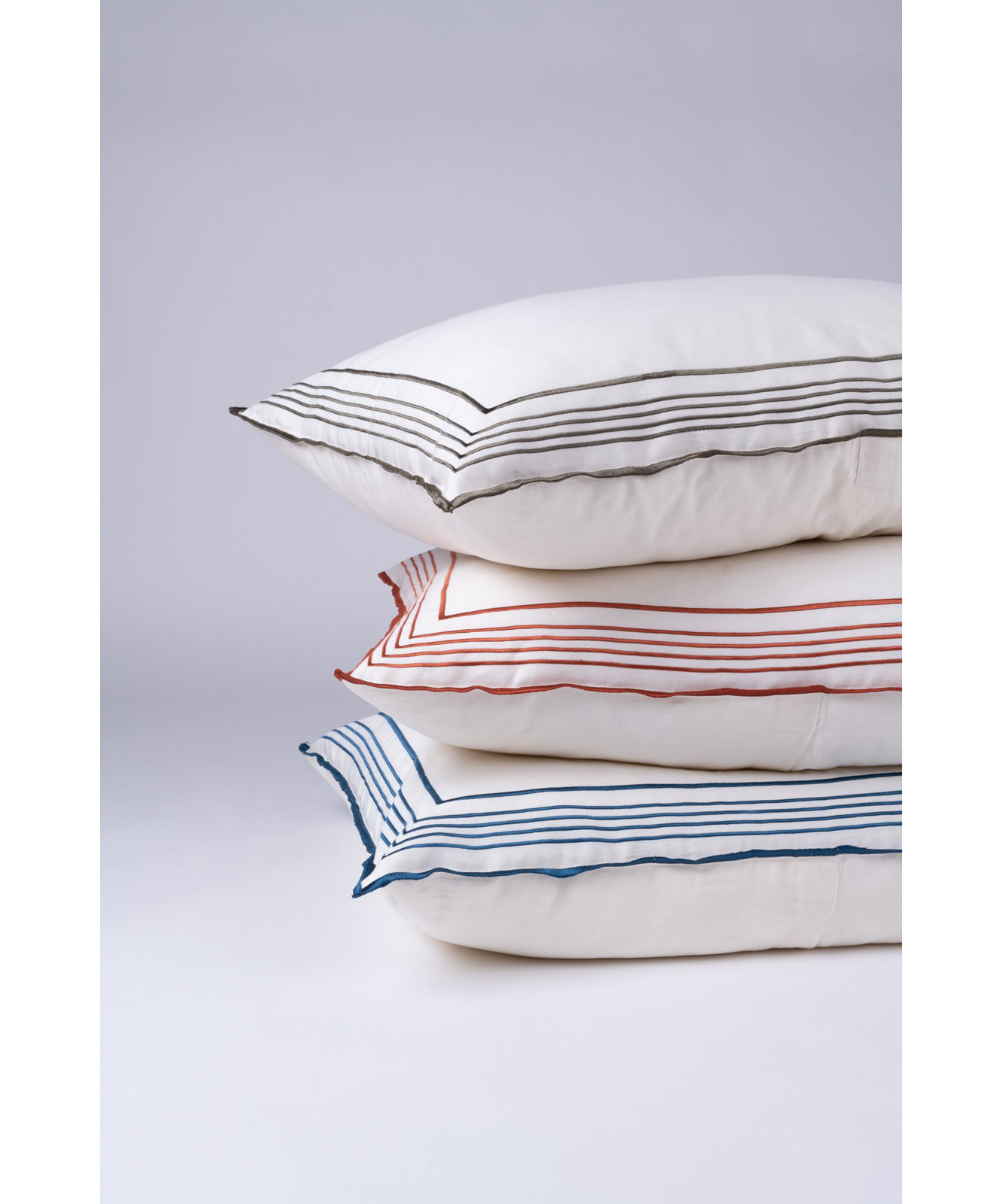 Erlea Cotton Sham Set, Euro, White/Brick