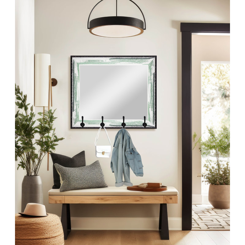 Veyron Solid Wood Flat Wall Mirror, Seafoam